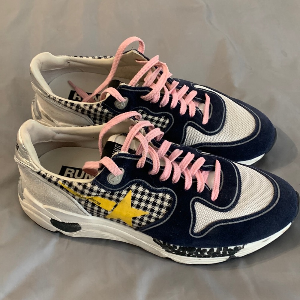 Golden Goose Sneakers in Navy, Yellow, and Pink